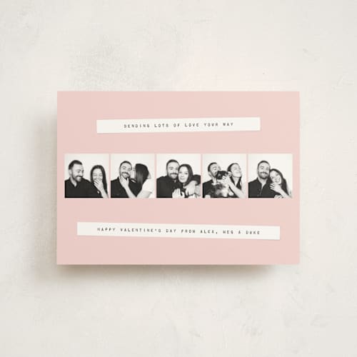 This is a rose valentine postcards with standard by Heather Schertzer called photo booth printing on signature in postcard