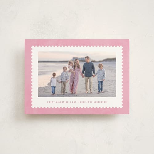 This is a pretty in pink valentine postcards with standard by Hooray Creative called stamped printing on signature in postcard