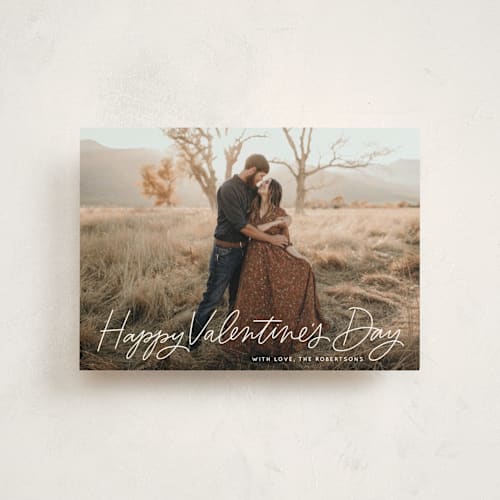 This is a cotton valentine postcards with standard by Kristen Magee called scripty happy valentine's printing on signature in postcard