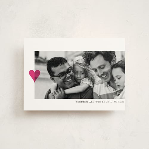 This is a burnt rose valentine postcards with standard by Up Up Creative called modern heart printing on signature in postcard