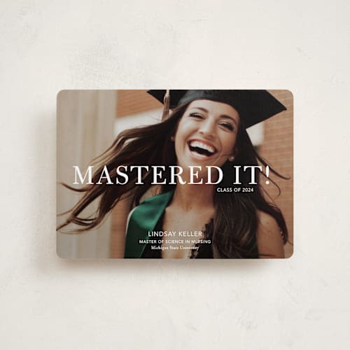 This is a snow graduation announcements with standard by Stacie Stankos called mastered it printing on recycled smooth signature in petite
