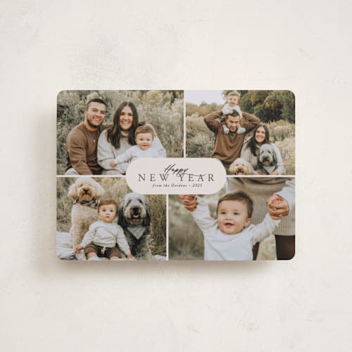 This is a stone petite holiday cards with standard by Brianne Larsen called classic four printing on recycled smooth signature in petite