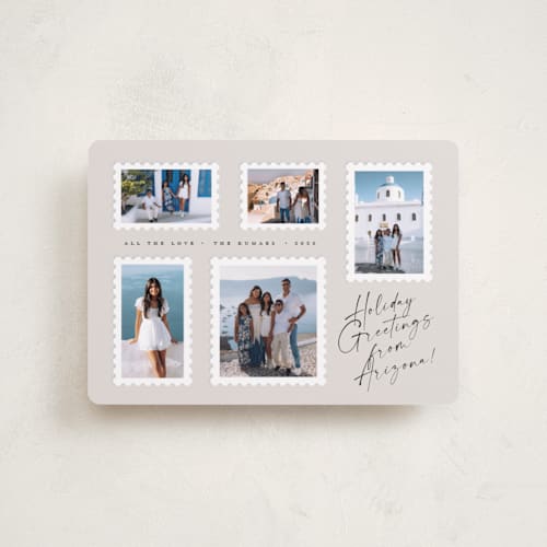 This is a ivory petite holiday cards with standard by Amy Payne called stamp collection printing on recycled smooth signature in petite