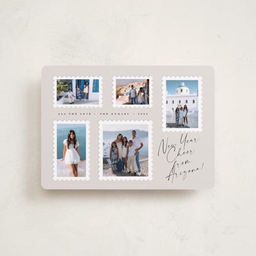 This is a ivory petite holiday cards with standard by Amy Payne called stamp collection printing on recycled smooth signature in petite