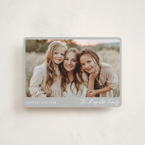 This is a silver bells petite holiday cards with standard by Hooray Creative called simply framed printing on recycled smooth signature in petite