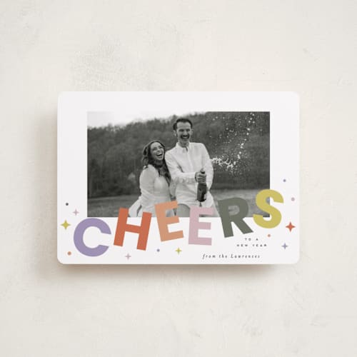 This is a fruit punch petite holiday cards with standard by Everett Paper Goods called dazzle printing on recycled smooth signature in petite