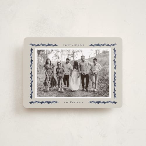 This is a tinsel petite holiday cards with standard by Sara Hicks Malone called e v e r g r e e n printing on recycled smooth signature in petite