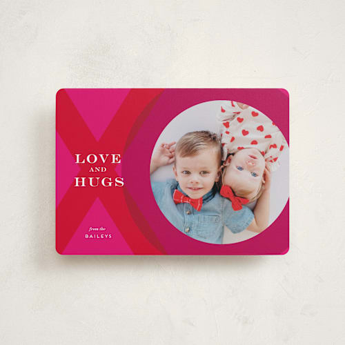 This is a magenta valentines day with standard by Penny Eversole called xo photo frame printing on recycled smooth signature in petite