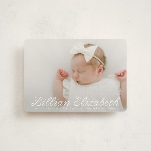 This is a cotton petite birth announcements with standard by Megan Davis called georgette printing on signature in petite