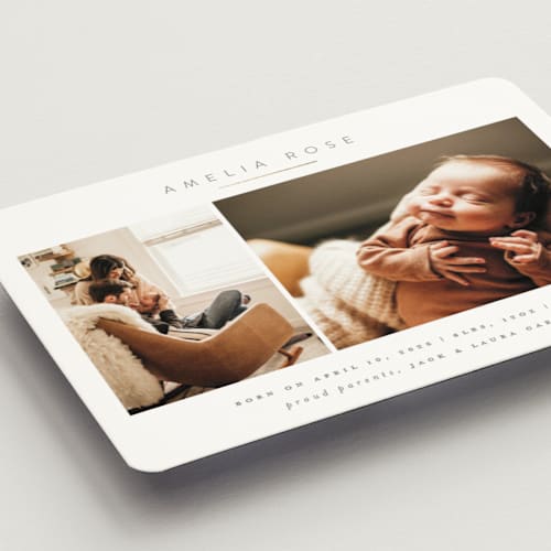 This is a clay birth announcement magnets with foil pressed by Carolyn Nicks called simply sweet printing on magnet paper in magnet