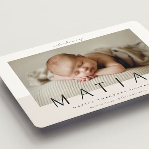 This is a ivory birth announcement magnets with standard by Maria Hilas-Louie called big news printing on magnet paper in magnet