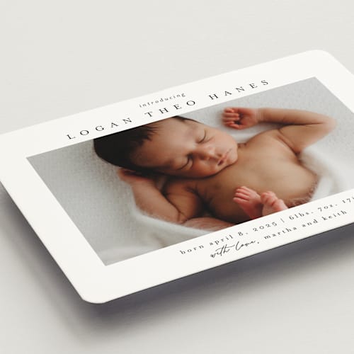 This is a sugar birth announcement magnets with standard by Chris Griffith called frame of happiness printing on magnet paper in magnet