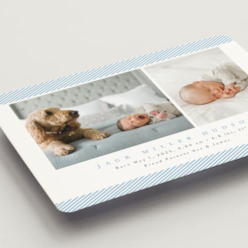 This is a sky birth announcement magnets with standard by Nicoletta Savod called sweet one printing on magnet paper in magnet