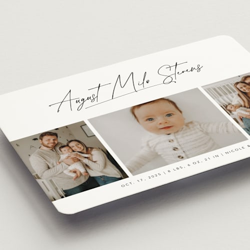 This is a cloud birth announcement magnets with standard by Lea Delaveris called me times three printing on magnet paper in magnet