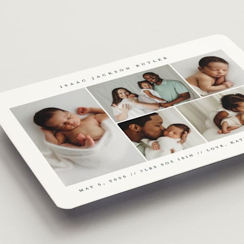 This is a navy birth announcement magnets with standard by Jennifer Postorino called minimalist printing on magnet paper in magnet