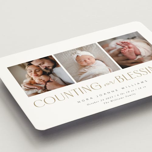 This is a sugar birth announcement magnets with standard by Robert and Stella called counting those blessings printing on magnet paper in magnet