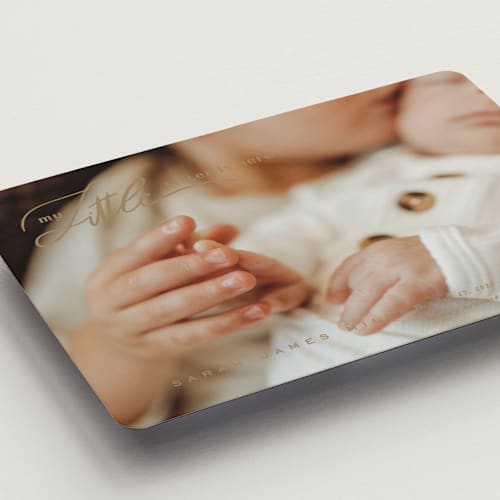 This is a sand birth announcement magnets with standard by Creo Study called sibling intro printing on magnet paper in magnet