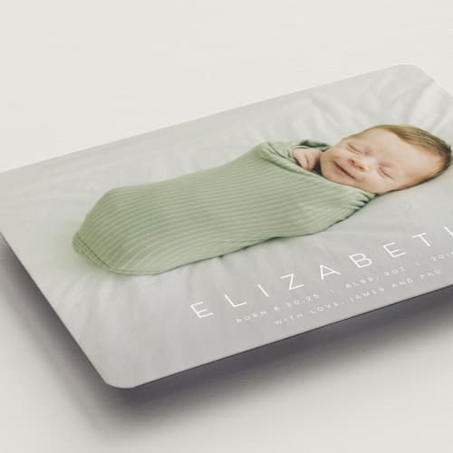 This is a sugar birth announcement magnets with standard by Juneau Designs called sweet love printing on magnet paper in magnet