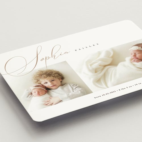 This is a oat birth announcement magnets with standard by Pixel and Hank called classic twist printing on magnet paper in magnet