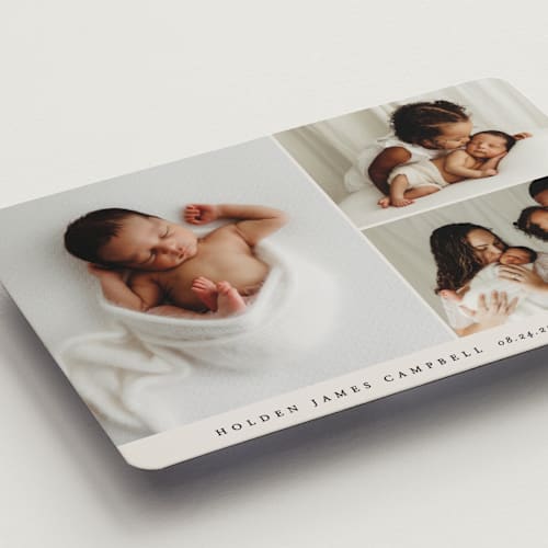 This is a cloud birth announcement magnets with standard by Brianne Larsen called sweet three printing on magnet paper in magnet