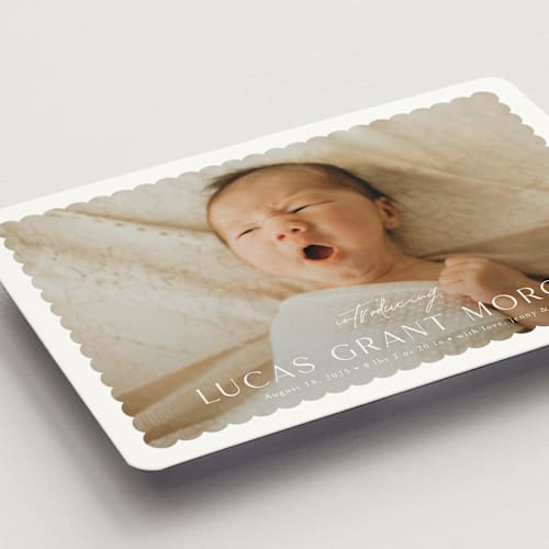 This is a icing birth announcement magnets with standard by Yaling Hou Suzuki called first glimpse printing on magnet paper in magnet