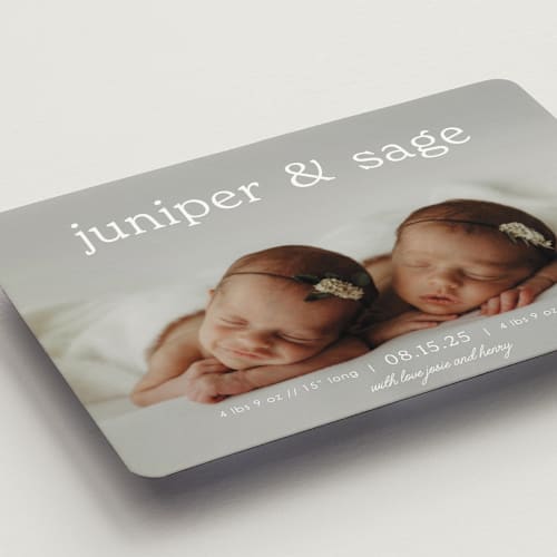 This is a cloud birth announcement magnets with standard by Brittany Braithwaite called sweet nostalgia printing on magnet paper in magnet