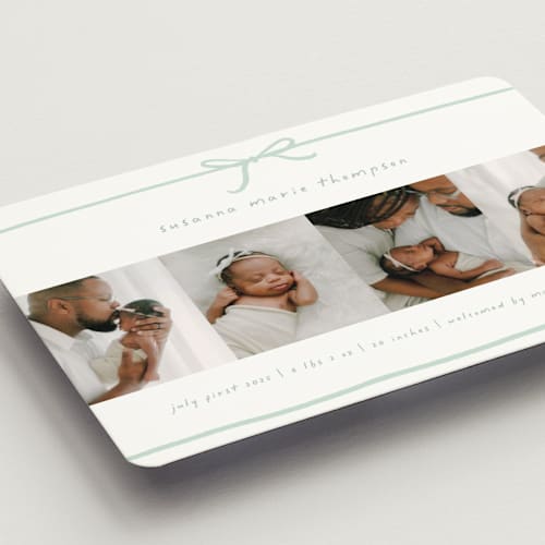 This is a mint birth announcement magnets with standard by Erin L. Wilson called gift printing on magnet paper in magnet
