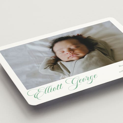 This is a clover birth announcement magnets with standard by Megan Davis called hollis printing on magnet paper in magnet