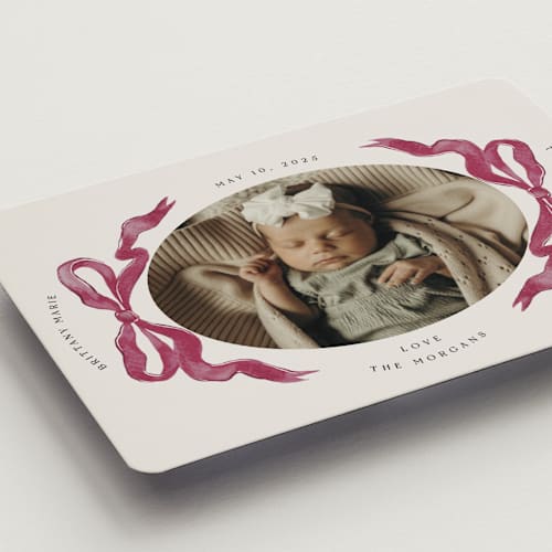 This is a berry birth announcement magnets with standard by Pati Cascino called gibson printing on magnet paper in magnet