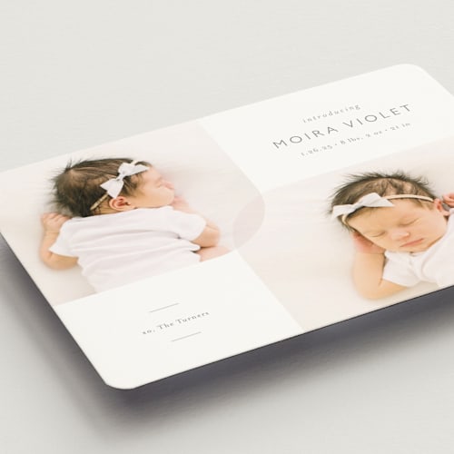 This is a stone birth announcement magnets with standard by Carolyn MacLaren called curved duo printing on magnet paper in magnet