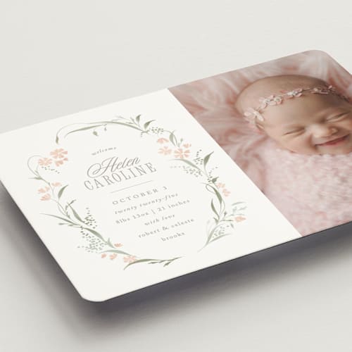 This is a sweet pea birth announcement magnets with standard by Erin L. Wilson called dottie printing on magnet paper in magnet