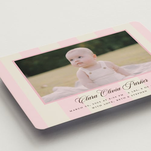 This is a fragola birth announcement magnets with standard by Megan Davis called gelato printing on magnet paper in magnet