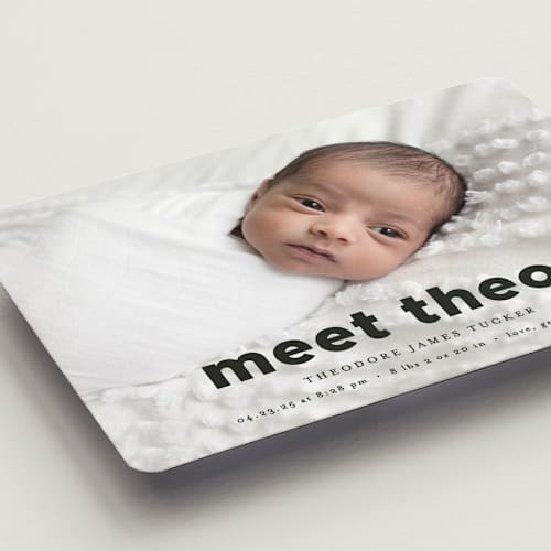 This is a onyx birth announcement magnets with standard by Erica Krystek called simple statement printing on magnet paper in magnet