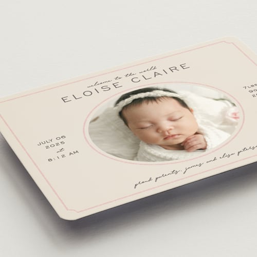 This is a petal birth announcement magnets with standard by Melissa Egan of Pistols called prim printing on magnet paper in magnet