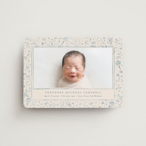 This is a bluebird birth announcement magnets with standard by Creo Study called iconic bebe printing on magnet paper in magnet