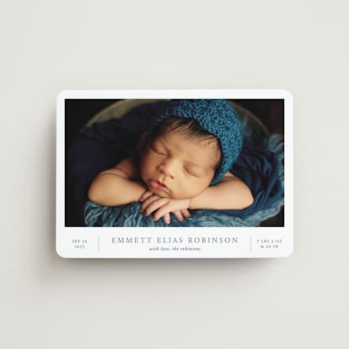 This is a lake birth announcement magnets with standard by Vanessa Doyle called with love printing on magnet paper in magnet