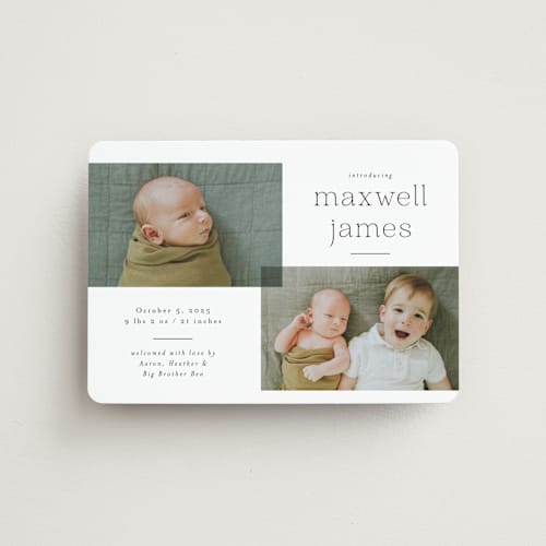 This is a galaxy birth announcement magnets with standard by Emily Betts called handsome two printing on magnet paper in magnet