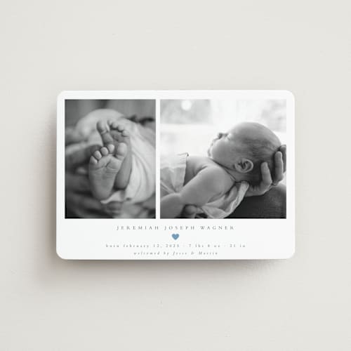This is a sky birth announcement magnets with standard by Emily Sabol Goss called effortless printing on magnet paper in magnet