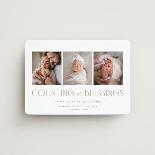 This is a sugar birth announcement magnets with standard by Robert and Stella called counting those blessings printing on magnet paper in magnet