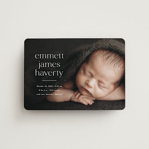 This is a cloud birth announcement magnets with standard by Susan Asbill called details printing on magnet paper in magnet