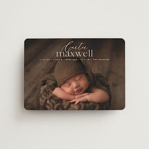 This is a jasmine birth announcement magnets with standard by Erin Deegan called contemporary classic printing on magnet paper in magnet
