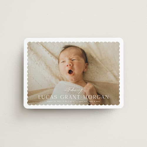 This is a icing birth announcement magnets with standard by Yaling Hou Suzuki called first glimpse printing on magnet paper in magnet