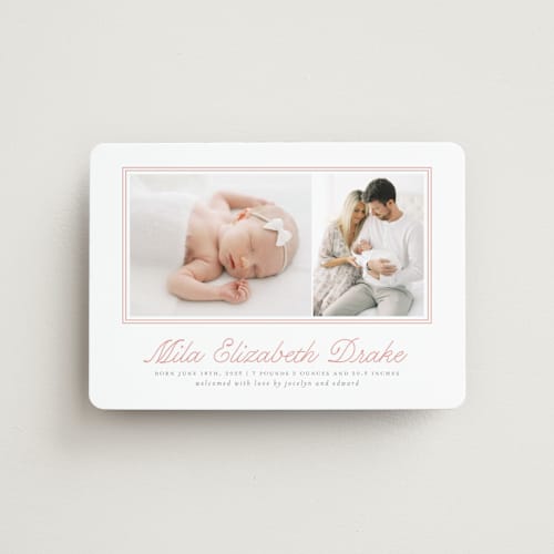 This is a melon birth announcement magnets with standard by Laura Hankins called byline printing on magnet paper in magnet