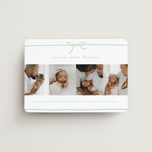 This is a mint birth announcement magnets with standard by Erin L. Wilson called gift printing on magnet paper in magnet