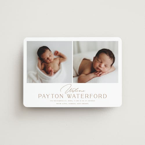 This is a cocoa birth announcement magnets with standard by chocomocacino called gujiya printing on magnet paper in magnet