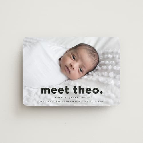 This is a onyx birth announcement magnets with standard by Erica Krystek called simple statement printing on magnet paper in magnet