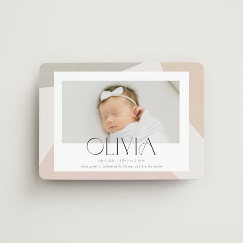 This is a sherbet birth announcement magnets with standard by Pixel and Hank called artful printing on magnet paper in magnet