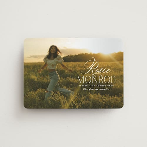 This is a cotton graduation announcements with standard by Oscar and Emma - Karly Depew called classic allure printing on magnet paper in magnet