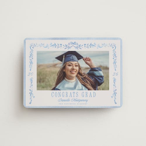 This is a sky graduation announcements with standard by Petra Kern called hats down printing on magnet paper in magnet