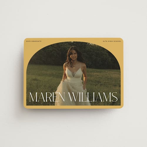 This is a sunshine graduation announcements with standard by Robert and Stella called in vogue printing on magnet paper in magnet